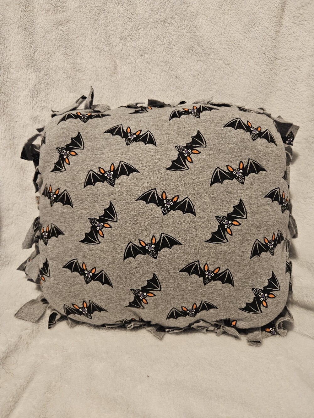 Handmade no sew bat accent pillow.   Machine washable, Hypoallergenic Stuffing